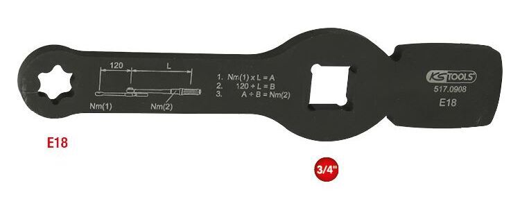 Produktbild 3/4" Schlag-Torx-E-Schlüssel mit 2 Schlagflächen, E18 bild 2