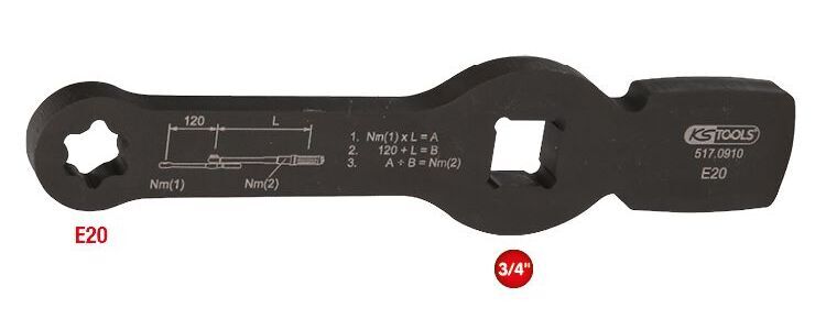 Produktbild 3/4" Schlag-Torx-E-Schlüssel mit 2 Schlagflächen, E20 bild 2