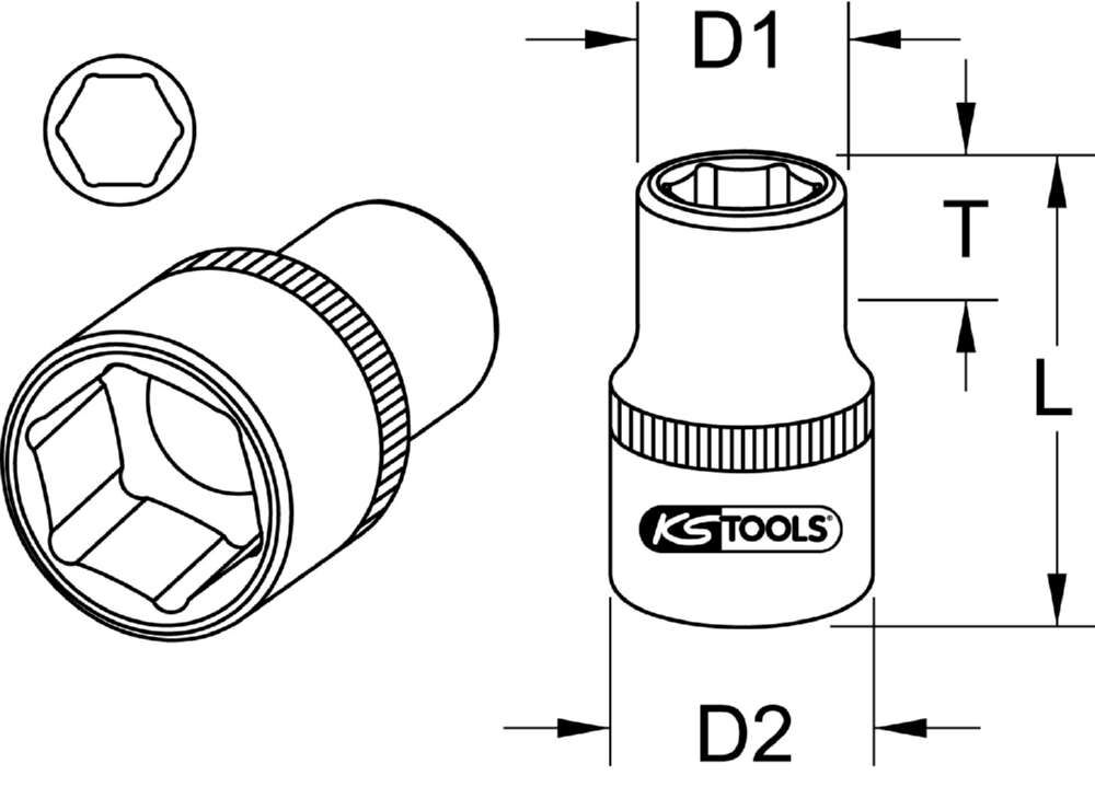 KS Tools 1/2 Zoll Sechskant-Stecknuss Schlüsselweite 22 mm Produktbild KS Tools 1/2 Zoll Sechskant-Stecknuss Schlüsselweite 22 mm bild 2