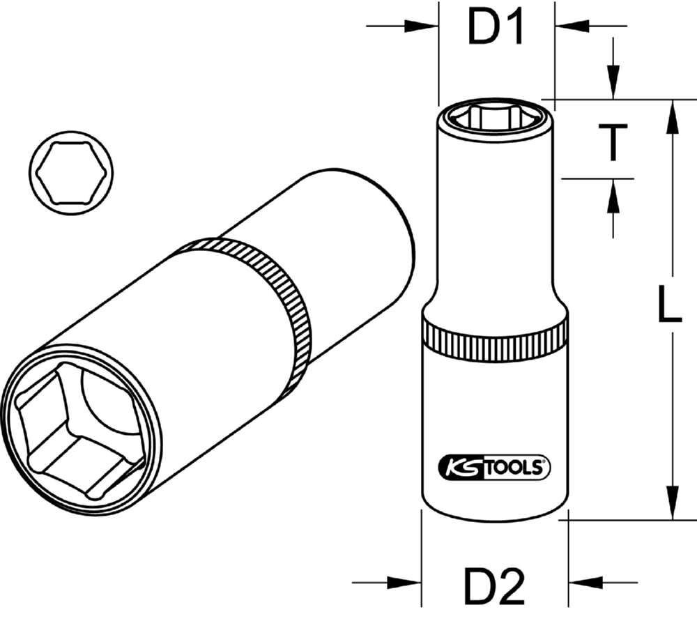 KS Tools 3/4 Zoll Sechskant-Stecknuss lang 24 mm Produktbild KS Tools 3/4 Zoll Sechskant-Stecknuss lang 24 mm bild 2