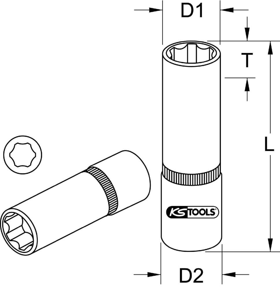 KS Tools 1/4 Zoll Sechskant-Stecknuss lang Schlüsselweite 14 mm Produktbild KS Tools 1/4 Zoll Sechskant-Stecknuss lang Schlüsselweite 14 mm bild 2