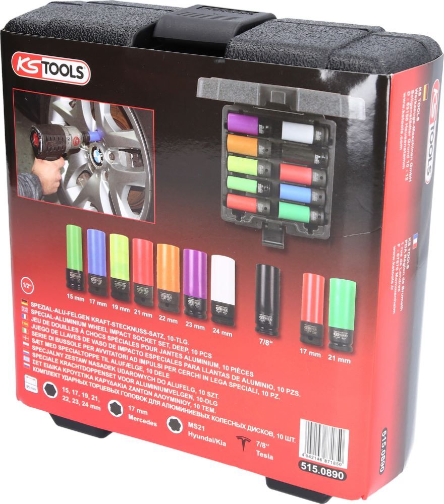 Produktbild 1/2" Spezial-Alu-Felgen Kraft-Stecknuss-Satz, 10-tlg bild 6