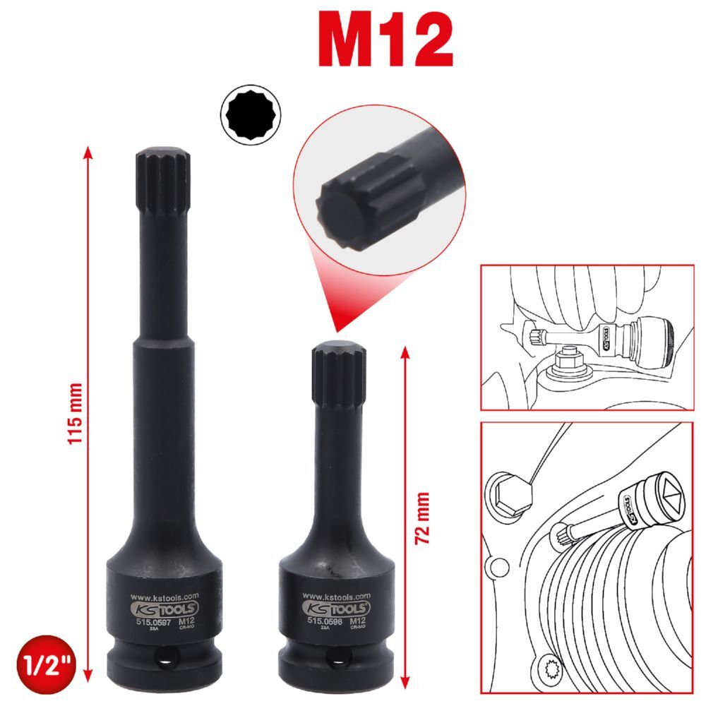 Produktbild 1/2" Spezial-Kraft-Bit-Stecknuss-Satz Vielzahn, 2-tlg bild 2
