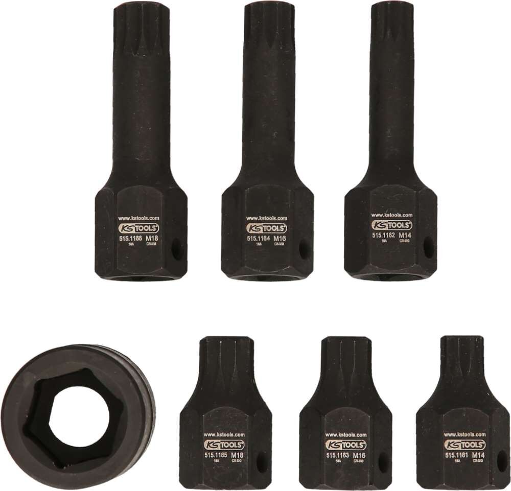 KS Tools 1/2 Zoll Spezial Kraft Bit Stecknuss Satz Vielzahn 7 Teile M14 - M18 KS Tools 1/2 Zoll Spezial Kraft Bit Stecknuss Satz Vielzahn 7 Teile M14 - M18