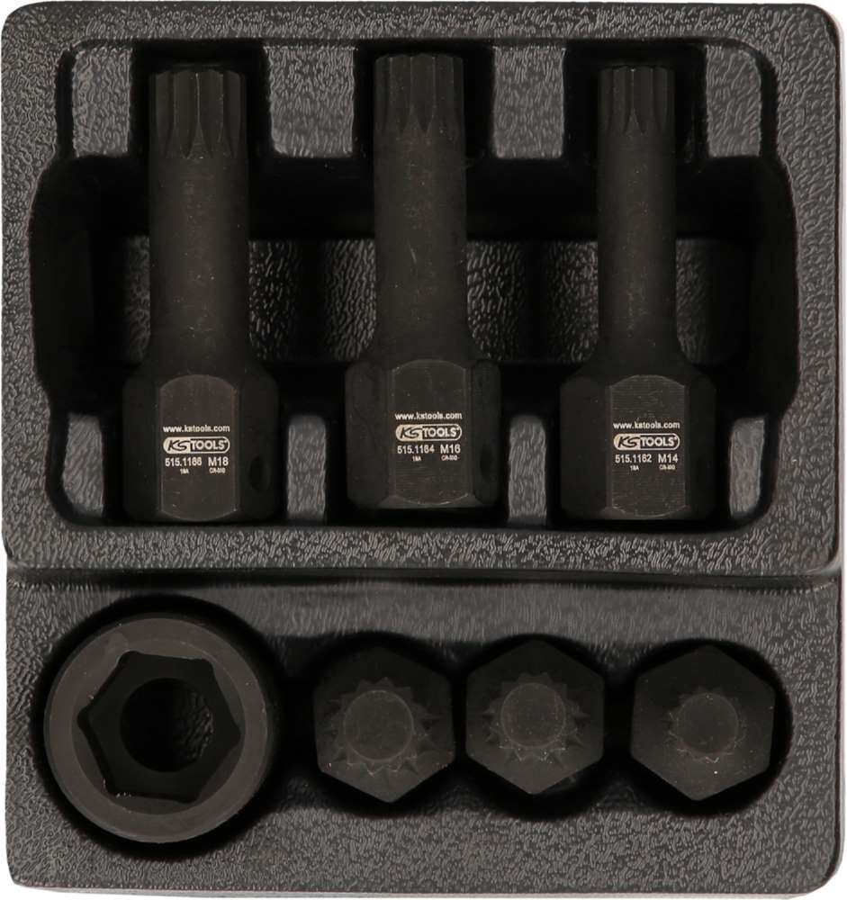 KS Tools 1/2 Zoll Spezial Kraft Bit Stecknuss Satz Vielzahn 7 Teile M14 - M18 KS Tools 1/2 Zoll Spezial Kraft Bit Stecknuss Satz Vielzahn 7 Teile M14 - M18