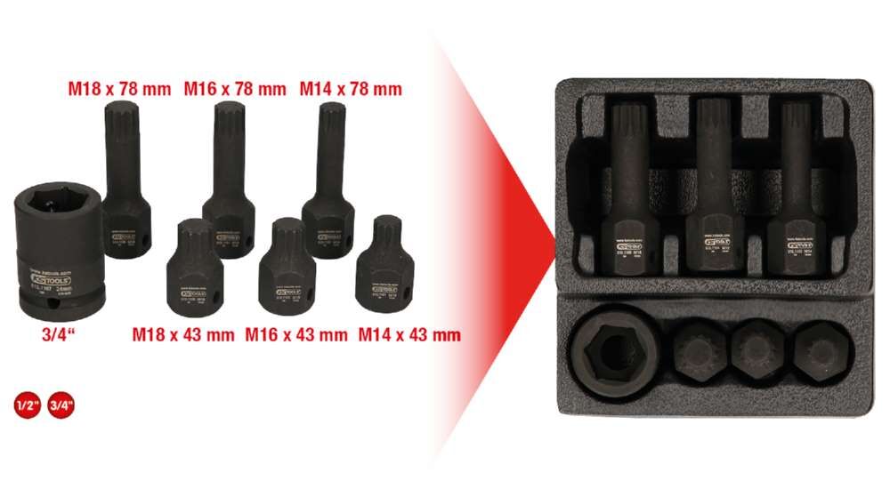 KS Tools 1/2 Zoll Spezial Kraft Bit Stecknuss Satz Vielzahn 7 Teile M14 - M18 KS Tools 1/2 Zoll Spezial Kraft Bit Stecknuss Satz Vielzahn 7 Teile M14 - M18