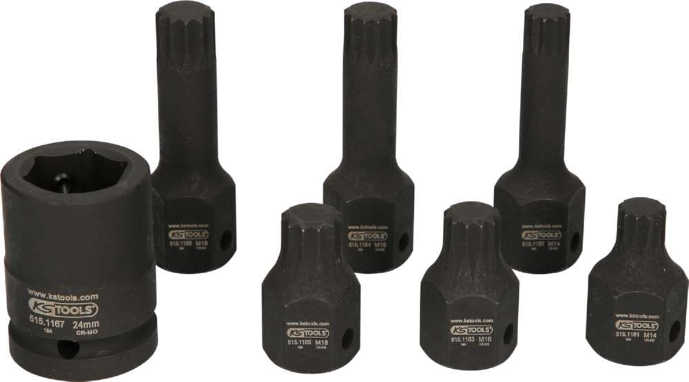KS Tools 1/2 Zoll Spezial Kraft Bit Stecknuss Satz Vielzahn 7 Teile M14 - M18 KS Tools 1/2 Zoll Spezial Kraft Bit Stecknuss Satz Vielzahn 7 Teile M14 - M18