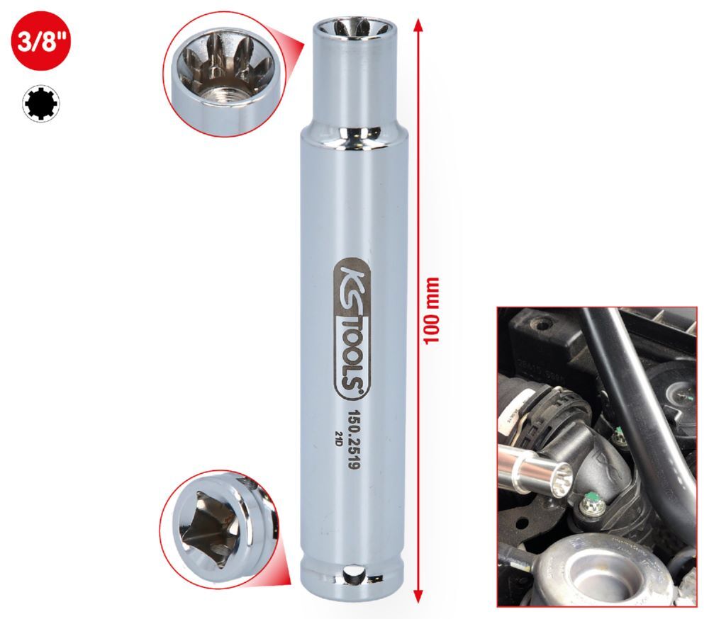 Produktbild 3/8" Spezial-Steckschlüssel für Saugrohr-Verschraubungen bild 2
