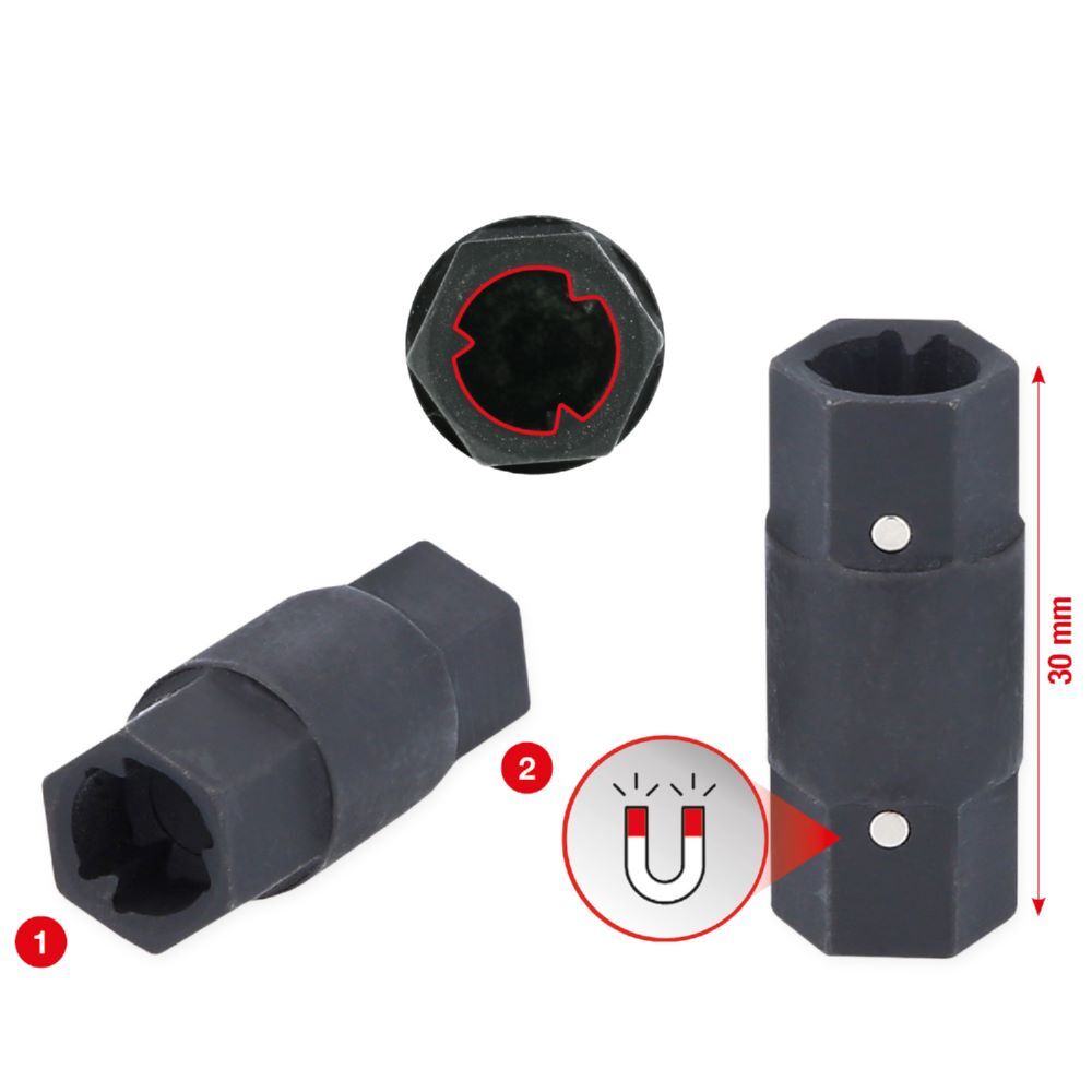 Produktbild 2 in 1 Spezial-Steckschlüssel für Schlauchschellen mit 3-Punkt-Profil, 30-45 + 6 bild 2
