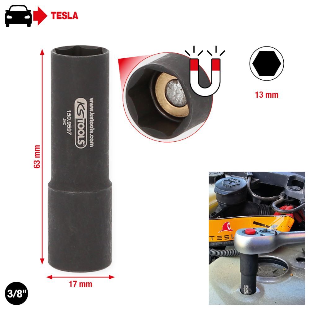 Produktbild KS Tools Stecknuss zur Federbeinmontage 3/8 Zoll für Tesla magnetisch bild 2