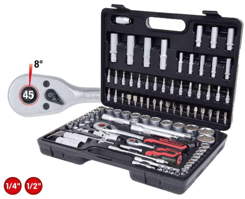 KS Tools 1/4 Zoll + 1/2 Zoll Steckschlüssel-Satz 96 Teile Produktbild KS Tools 1/4 Zoll + 1/2 Zoll Steckschlüssel-Satz 96 Teile