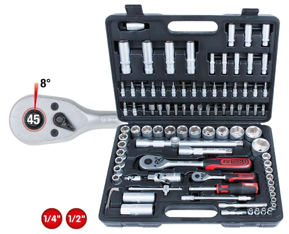KS Tools 1/4 Zoll + 1/2 Zoll Steckschlüssel-Satz 96 Teile Produktbild KS Tools 1/4 Zoll + 1/2 Zoll Steckschlüssel-Satz 96 Teile bild 3