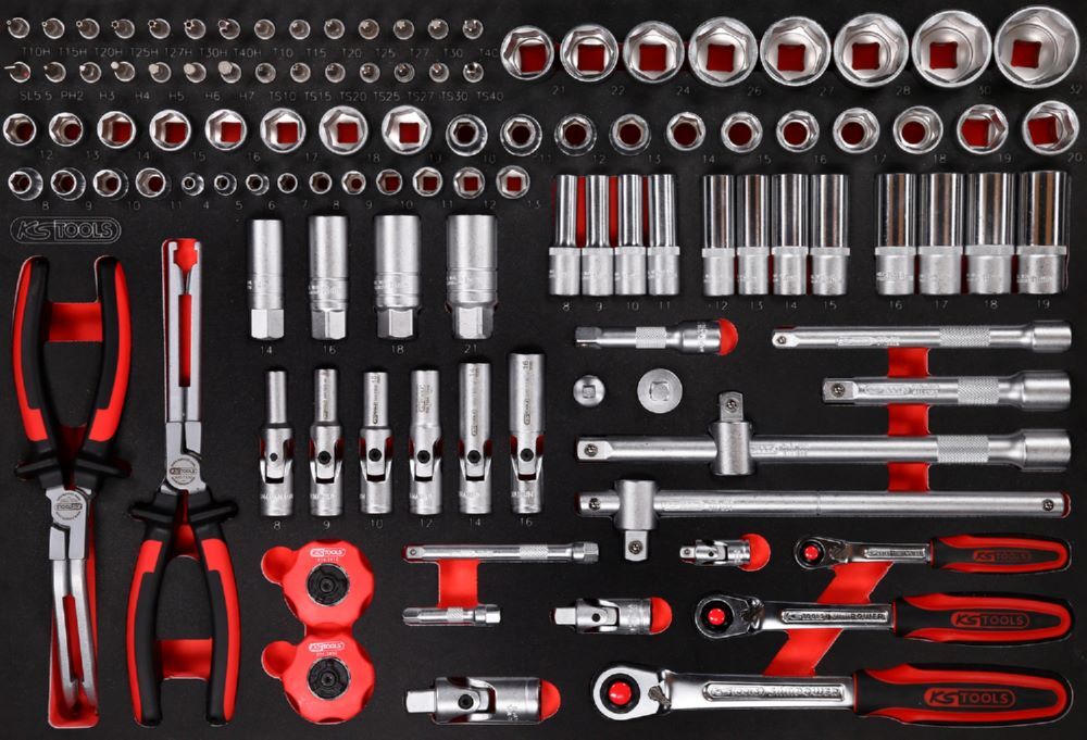 Produktbild KS Tools Steckschlüssel Satz 1/4 3/8 1/2 Zoll 1/1 Systemeinlage 111 teilig