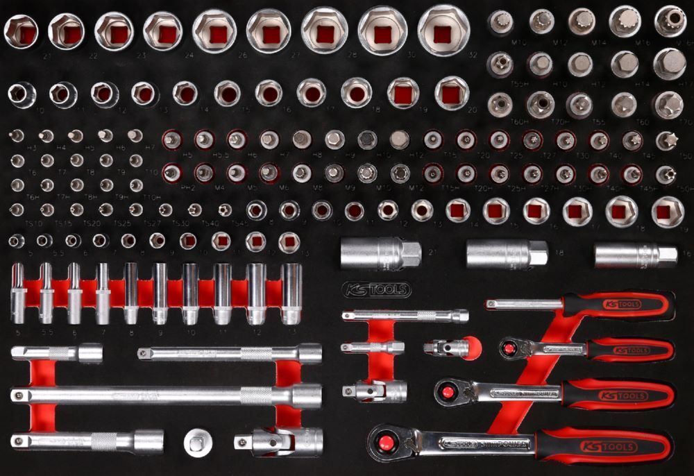 Produktbild KS Tools Steckschlüssel Satz 1/4 3/8 1/2 Zoll Einlagegröße M mit 139 Teilen