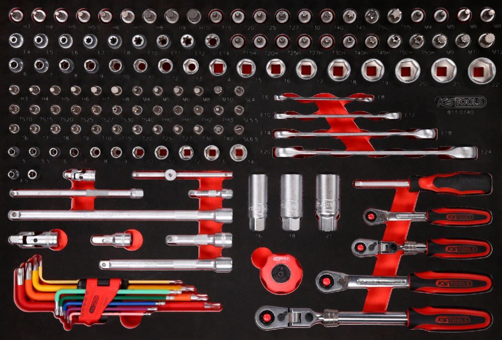 Produktbild KS Tools Steckschlüssel Satz 1/4 3/8 Zoll 140 teilig