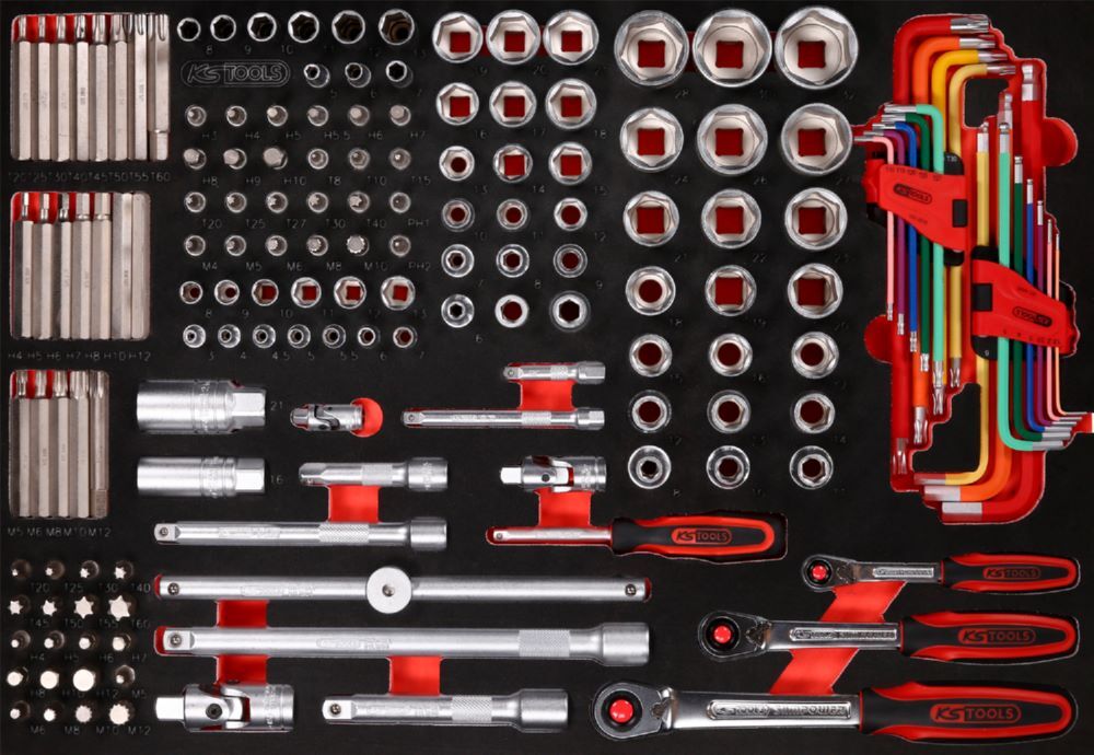 Produktbild KS Tools Steckschlüssel Satz 1/4 3/8 1/2 Zoll Einlage M 159 teilig