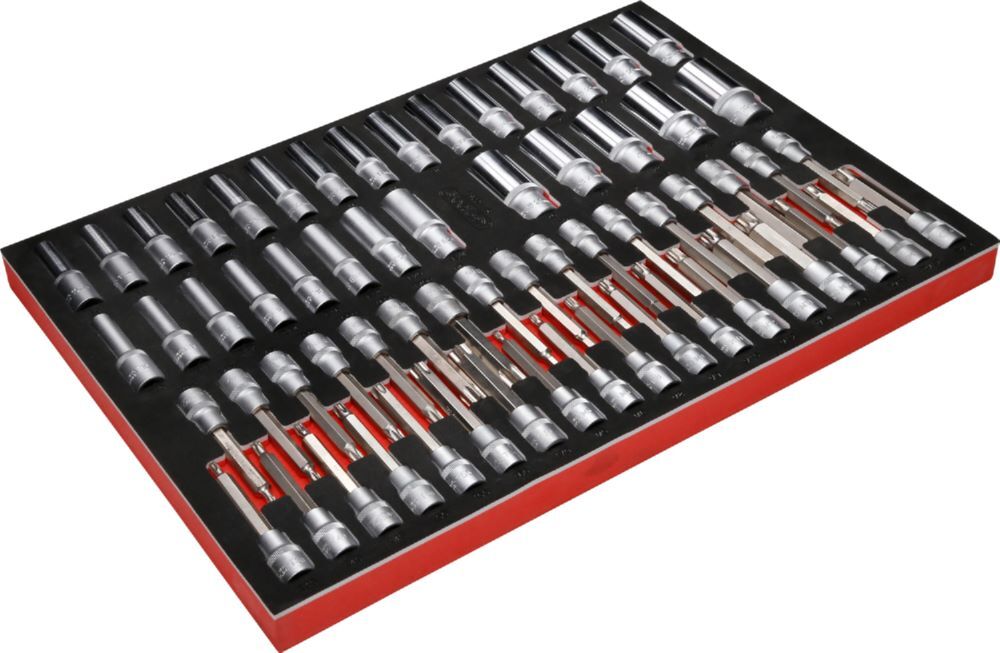 Produktbild 1/2" Steckschlüssel- / und Bit-Stecknuss-Satz in Schaumstoffeinlage, 63-tlg bild 2