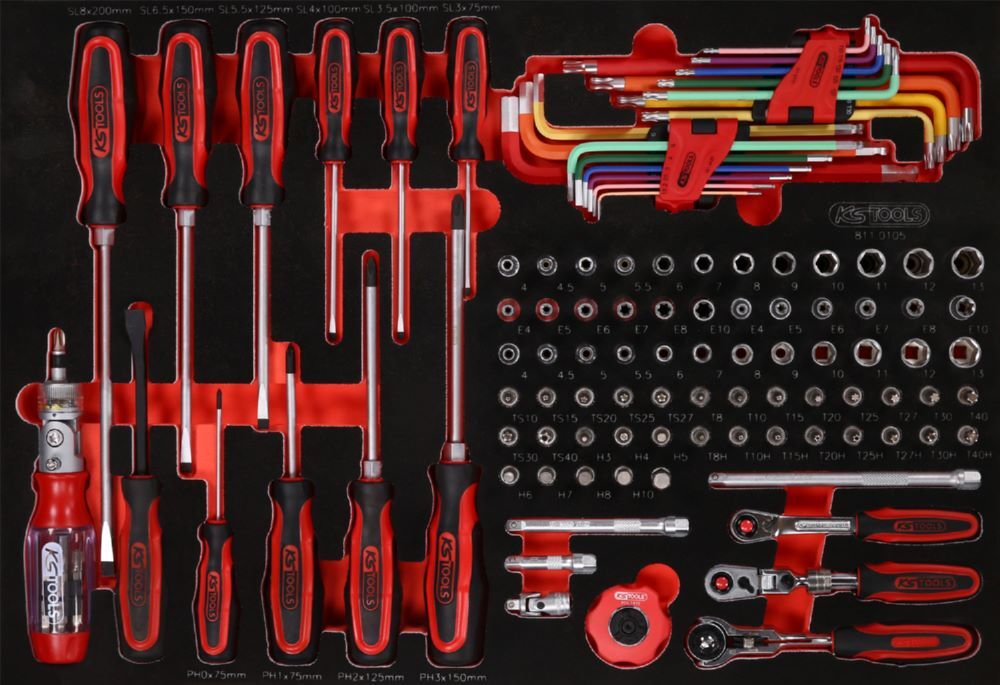 Produktbild KS Tools Steckschlüssel und Schraubendreher Satz 1/4 Zoll 105 teilig