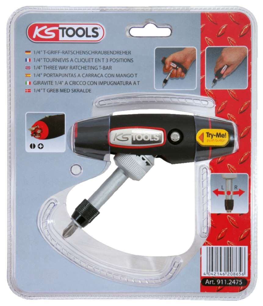 KS Tools Ratschen Bit Schraubendrehersatz T-Griff 1/4 Zoll 7 Teile KS Tools Ratschen Bit Schraubendrehersatz T-Griff 1/4 Zoll 7 Teile