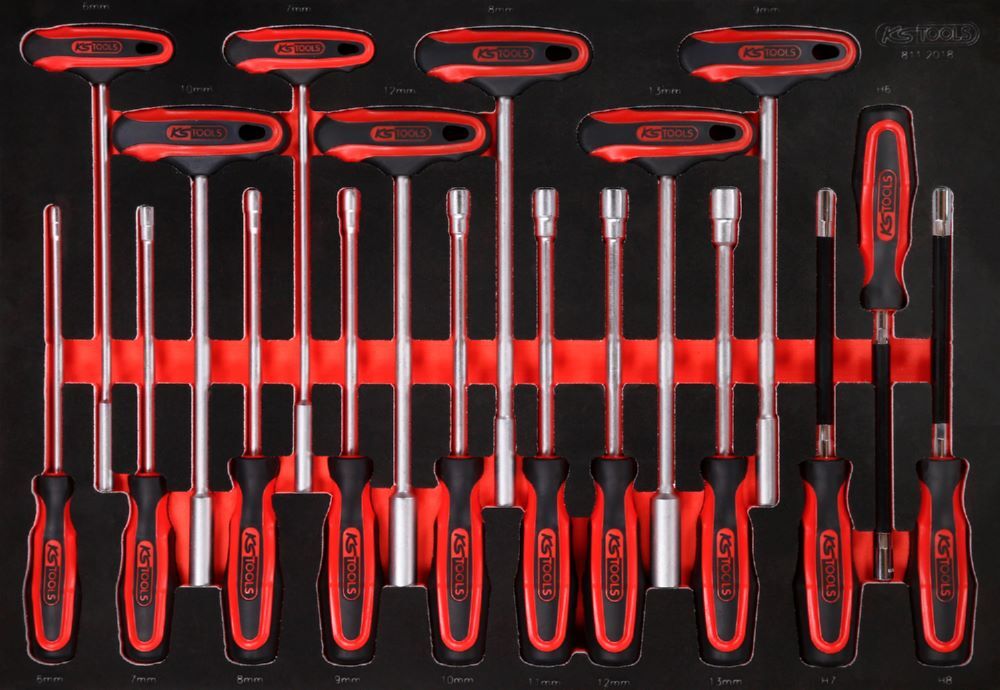 Produktbild KS Tools T Griff Winkelstiftschlüssel Satz Einlage M 18 teilig
