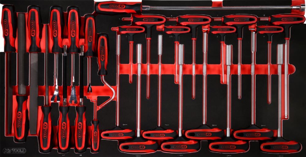 Produktbild KS Tools T Griff Winkelstiftschlüssel und Feilen Satz Einlagegröße L 28 teiig