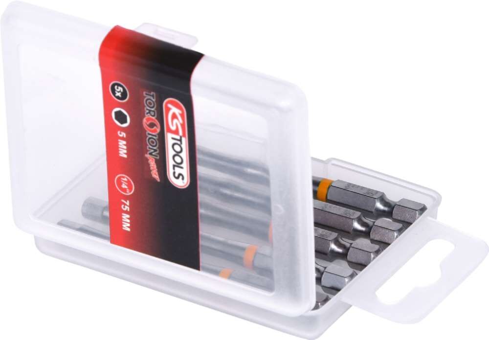 KS Tools 1/4 Zoll TORSIONpower Bit Innensechskant Länge 75mm Profil 5mm 5er Pack Produktbild KS Tools 1/4 Zoll TORSIONpower Bit Innensechskant Länge 75mm Profil 5mm 5er Pack bild 4