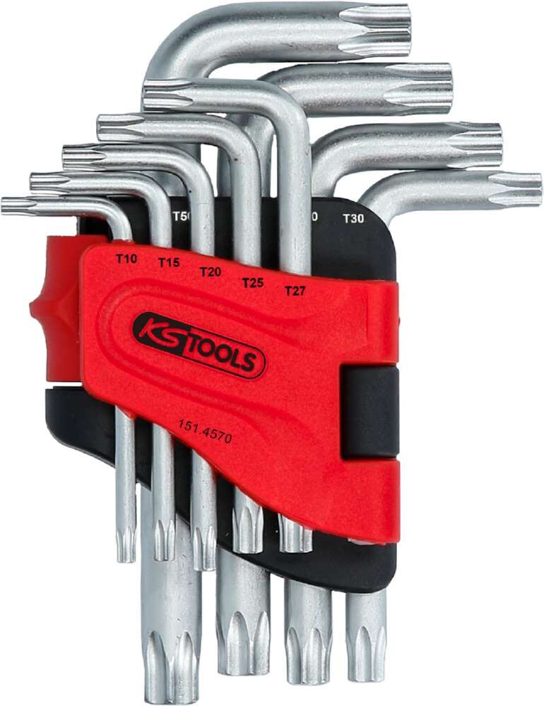 KS Tools Winkelstiftschlüsselsatz Torx mit Bohrung kurz 9 Teile Produktbild KS Tools Winkelstiftschlüsselsatz Torx mit Bohrung kurz 9 Teile