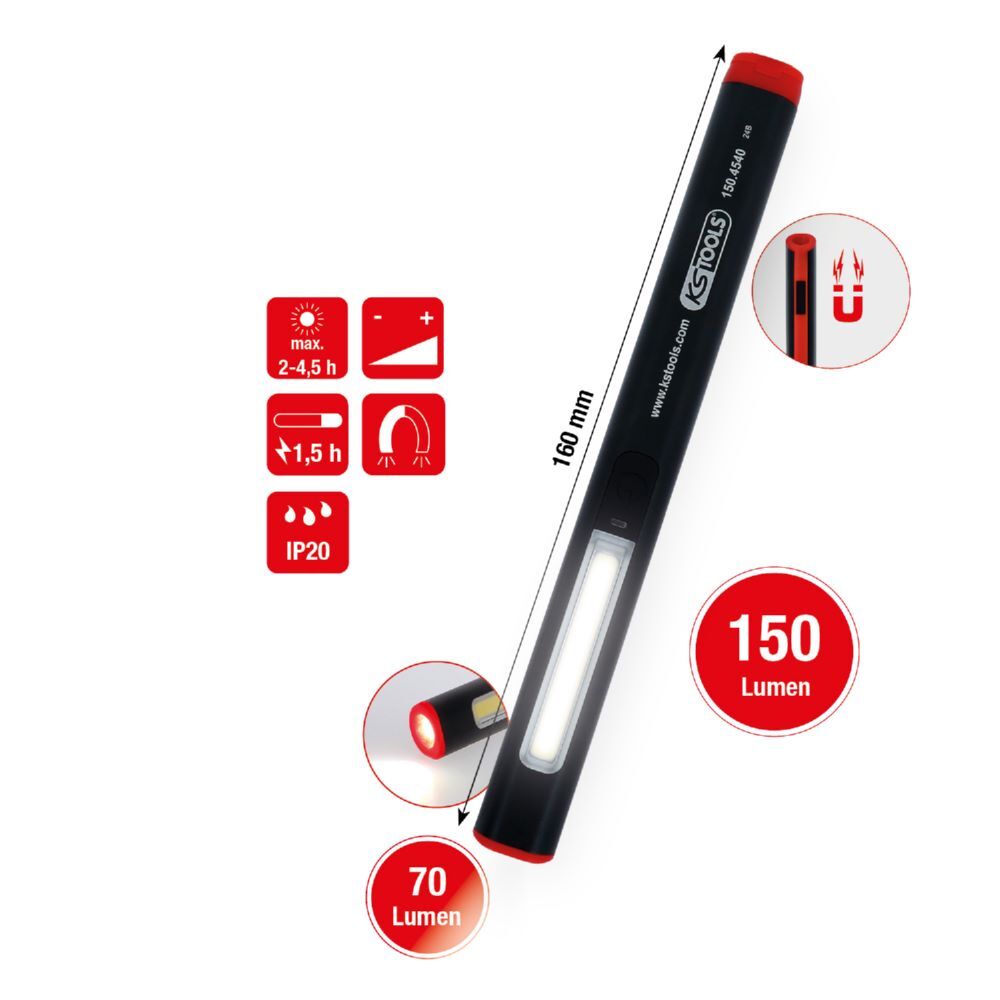 KS Tools LED-Stiftlampe UltimateBEAM Aluminium Li-Ion 150 Lumen Produktbild KS Tools LED-Stiftlampe UltimateBEAM Aluminium Li-Ion 150 Lumen