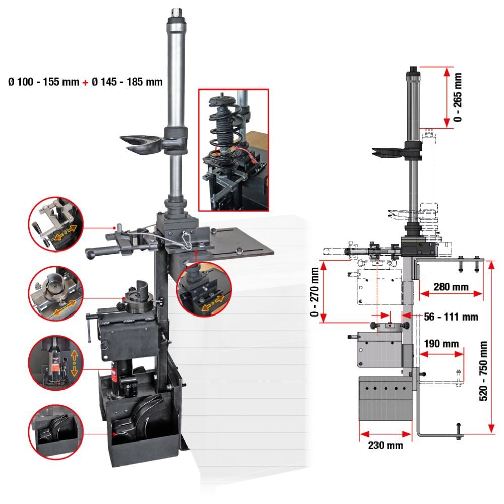 Produktbild Universal-McPherson Federspanner mit Werkbank-Montagehalter, 7-tlg bild 2