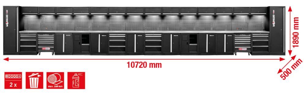 Produktbild Werkstatt-Schranksystem, gerade, 10720 x 500 mm bild 2