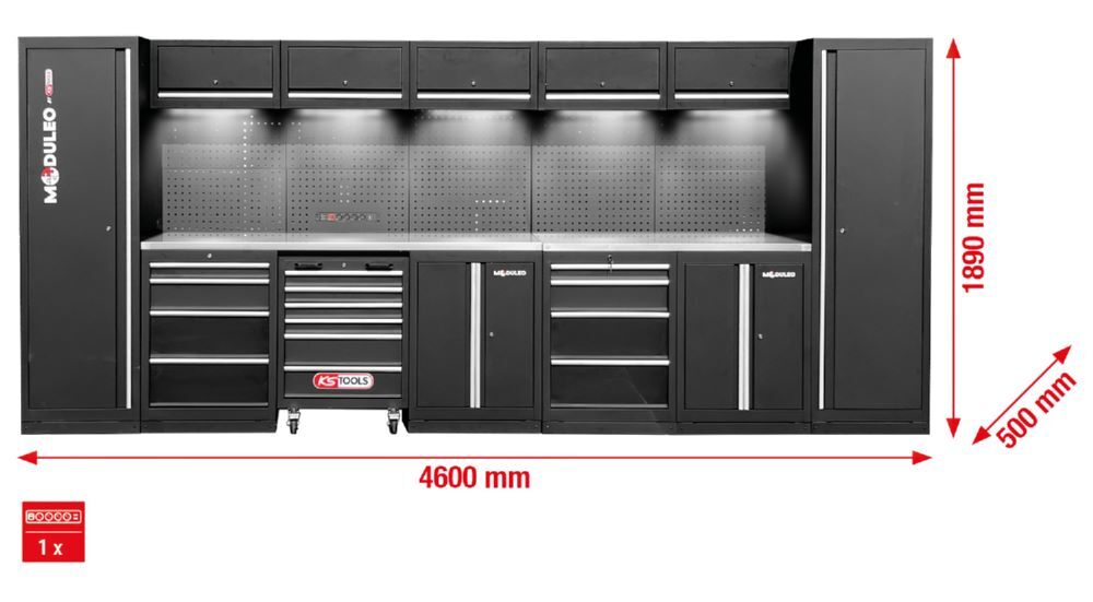 Produktbild Werkstatt-Schranksystem, gerade, 4600 x 500 mm, Variante 1 bild 2