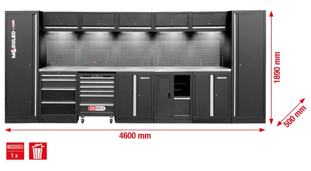 Produktbild Werkstatt-Schranksystem, gerade, 4600 x 500 mm, Variante 2 bild 2