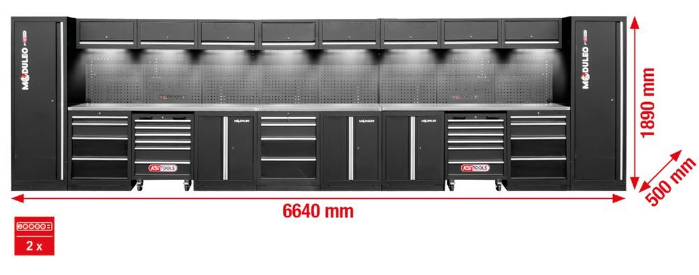 Produktbild Werkstatt-Schranksystem, gerade, 6640 x 500 mm, Variante 1 bild 2