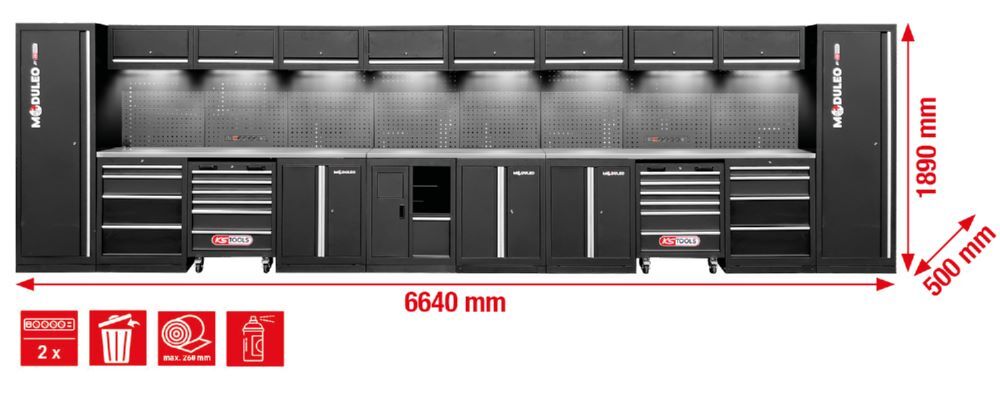 Produktbild Werkstatt-Schranksystem, gerade, 6640 x 500 mm, Variante 2 bild 2