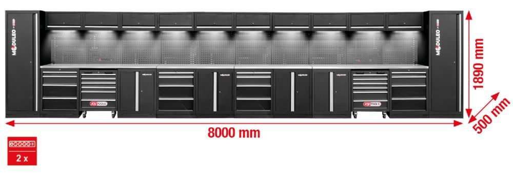 Produktbild Werkstatt-Schranksystem, gerade, 8000 x 500 mm, Variante 2 bild 2