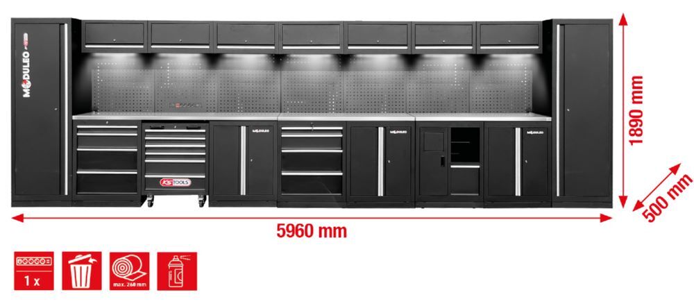 Produktbild Werkstatt-Schranksystem, gerade, 5960 x 500 mm, Variante 1 bild 2