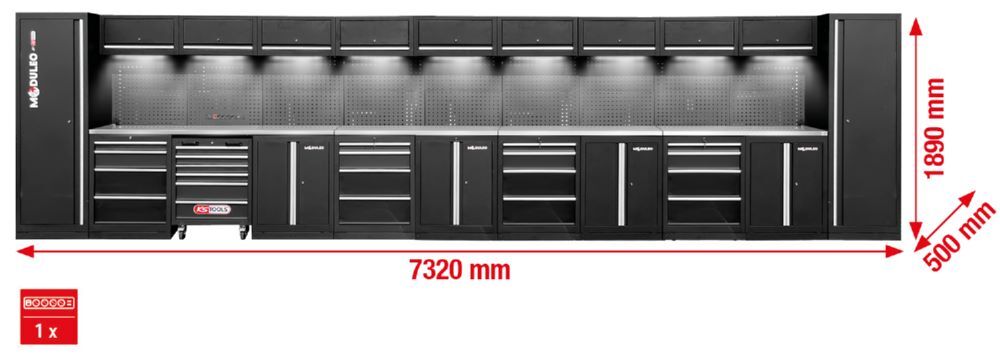 Produktbild Werkstatt-Schranksystem, gerade, 7320 x 500 mm, Variante 2 bild 2