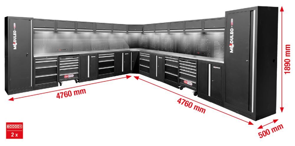 Produktbild Werkstatt-Schranksystem, L-Form, 4760 x 4760 mm bild 2