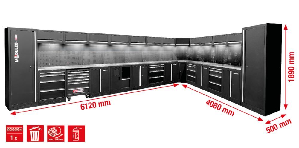 Produktbild Werkstatt-Schranksystem, L-Form, 6120 x 4080 mm bild 2