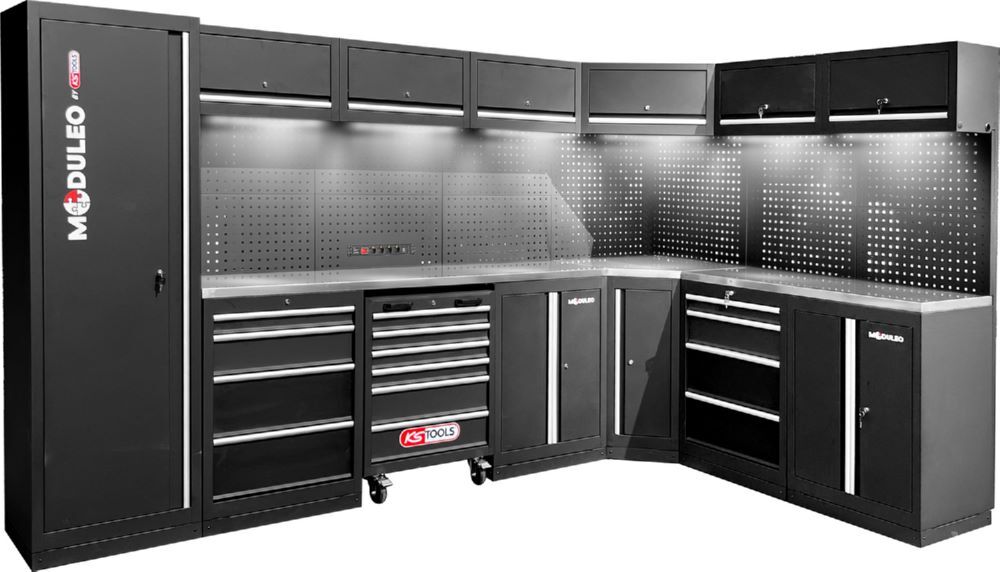 Produktbild KS Tools Werkstatt Schranksystem L-Form mit LED Variante 1 3400 x 2120 mm