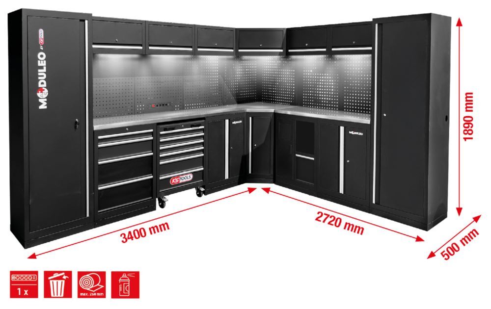 Produktbild Werkstatt-Schranksystem, L-Form, 3400 x 2720 mm, Variante 1 bild 2