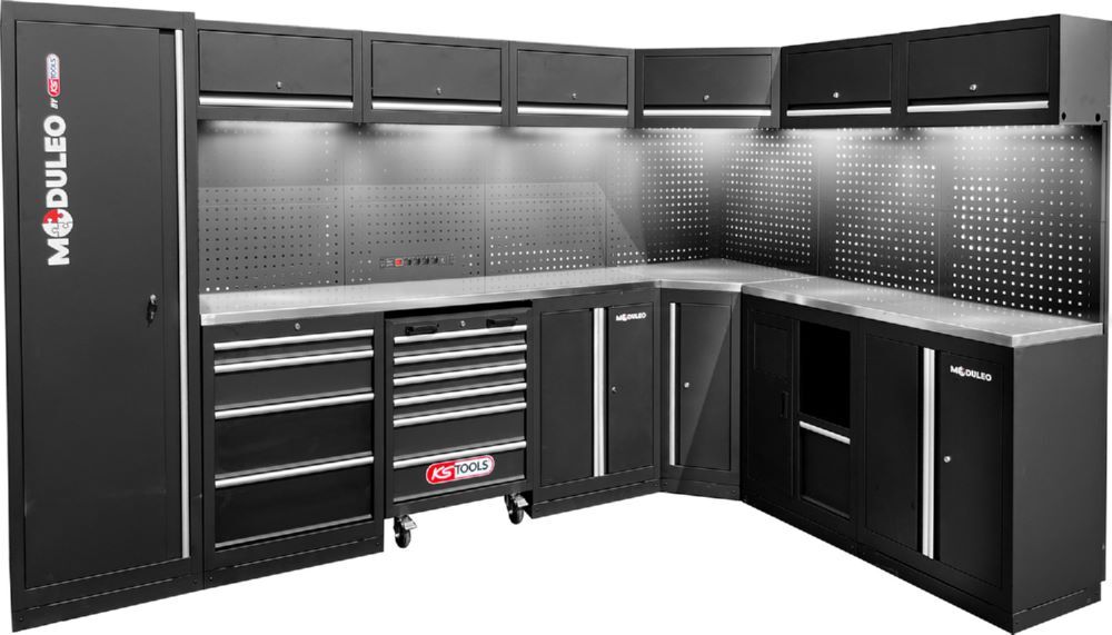 Produktbild KS Tools Werkstatt Schranksystem L-Form mit LED Variante 2 3400 x 2120 mm