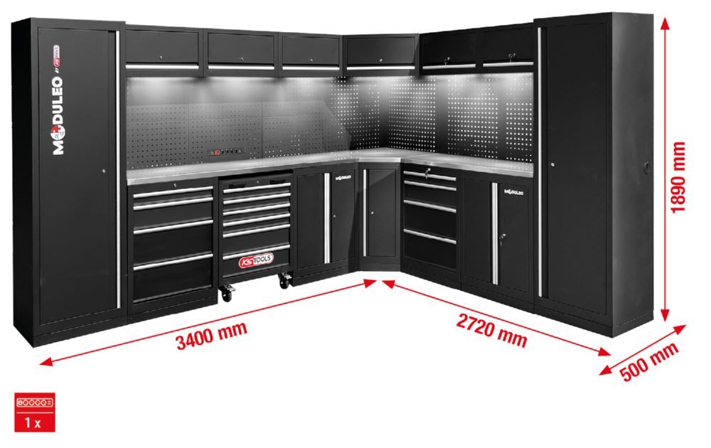 Produktbild Werkstatt-Schranksystem, L-Form, 3400 x 2720 mm, Variante 2 bild 2