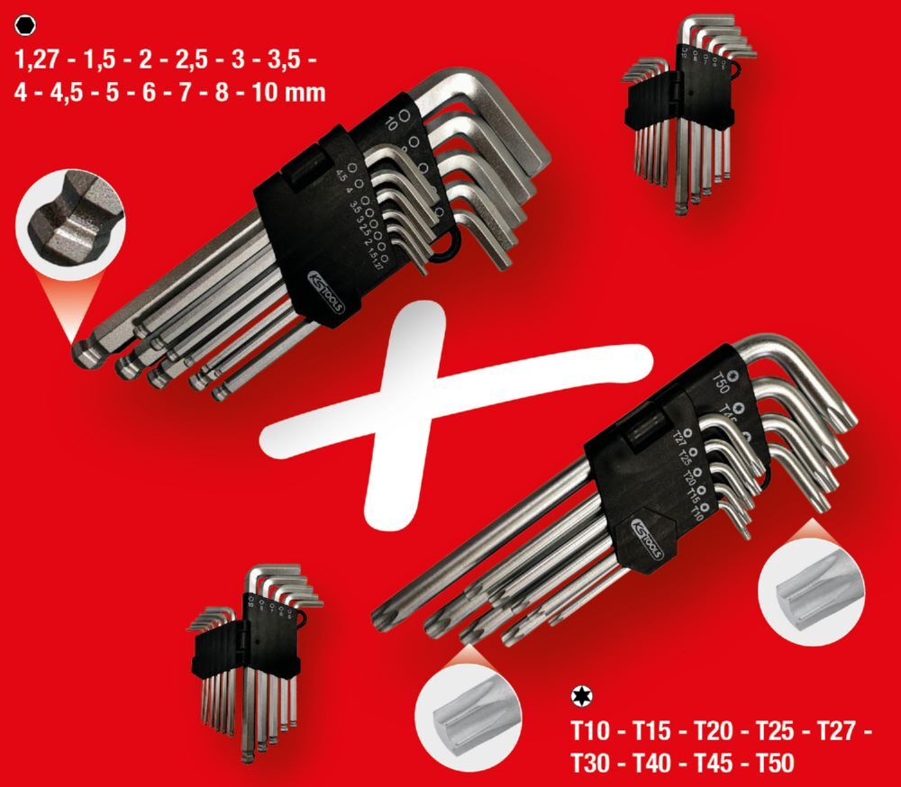 Produktbild Winkelstiftschlüssel-Satz, Torx, Innensechskant, 22-tlg bild 2