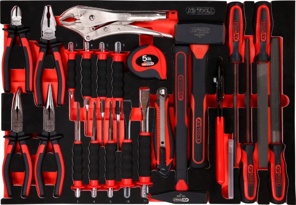 Produktbild KS Tools Zangen Hammer und Meißel Satz Einlage M 33 teilig