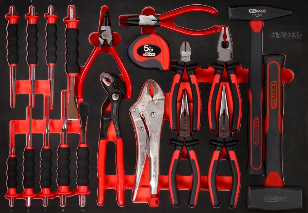 Produktbild KS Tools Zangen Hammer und Meißel Satz Einlage M 22 teilig