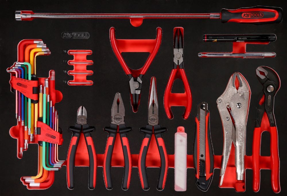 Produktbild KS Tools Zangen und Winkelstiftschlüssel Satz Einlage M 45 teilig
