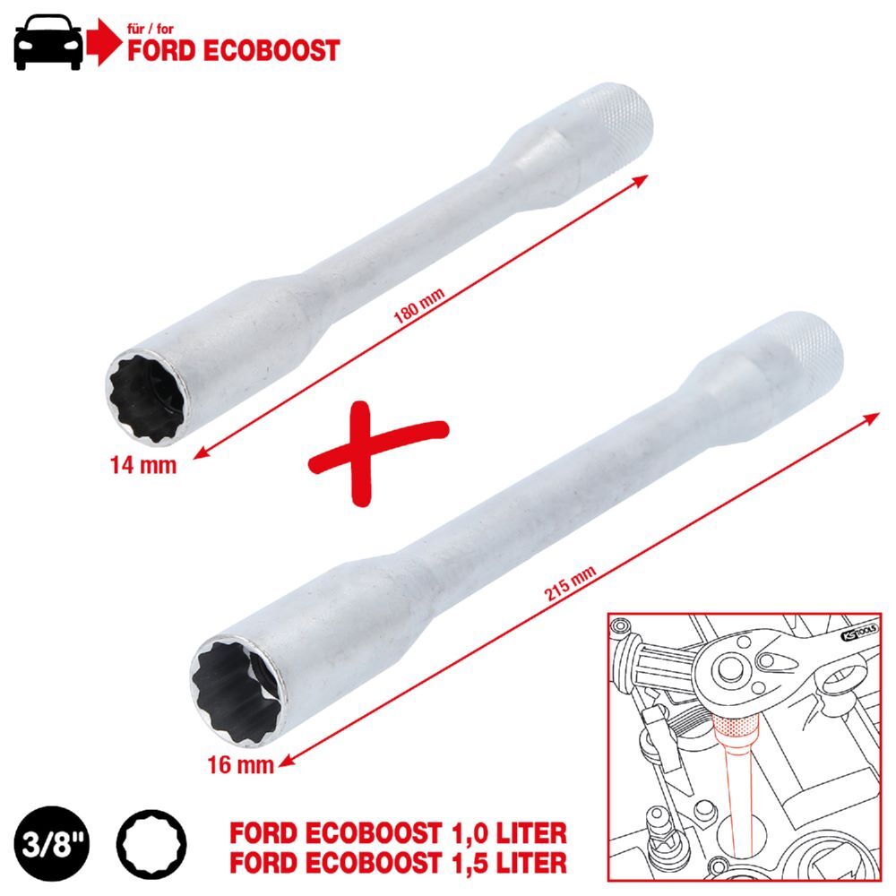 Produktbild 3/8" Zündkerzen-Stecknuss-Satz für EcoBoost Motoren, 2-tlg bild 2