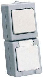 Kopp Kombination AP / FR Universalschalter mit Schutzkontakt-Steckdose grau/weiss Kopp Kombination AP / FR Universalschalter mit Schutzkontakt-Steckdose grau/weiss