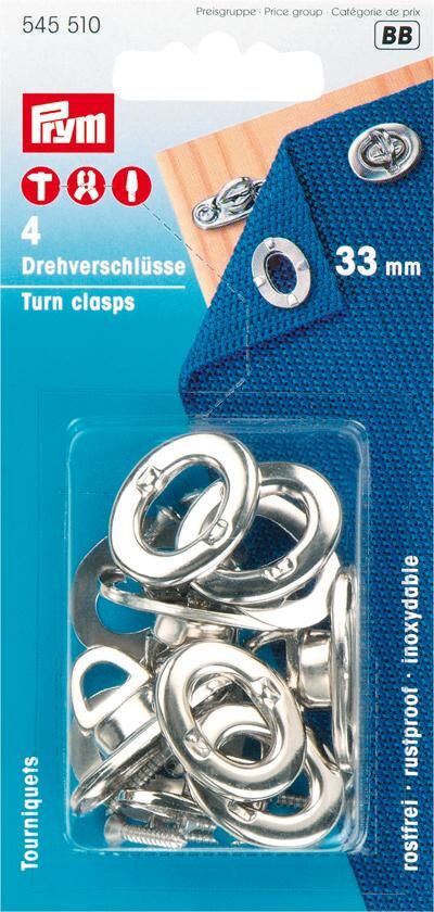 Pösamo Drehverschluss (SB) MS-vernick. 33,0mm a 4St Produktbild Pösamo Drehverschluss (SB) MS-vernick. 33,0mm a 4St